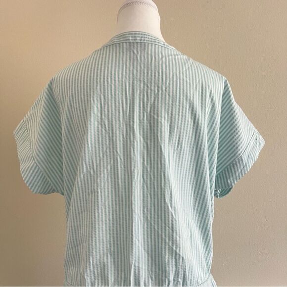 Vineyard Vines Seersucker Striped Romper in Aqua Size Large Short Sleeve - Picture 8 of 11